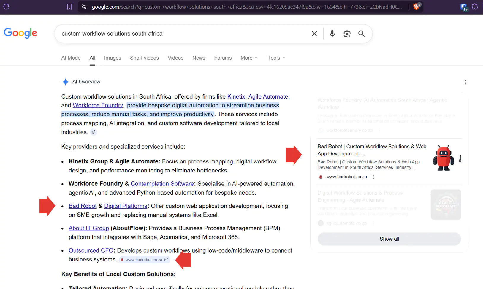 Bad Robot listed as a key provider in Google's AI-generated overview