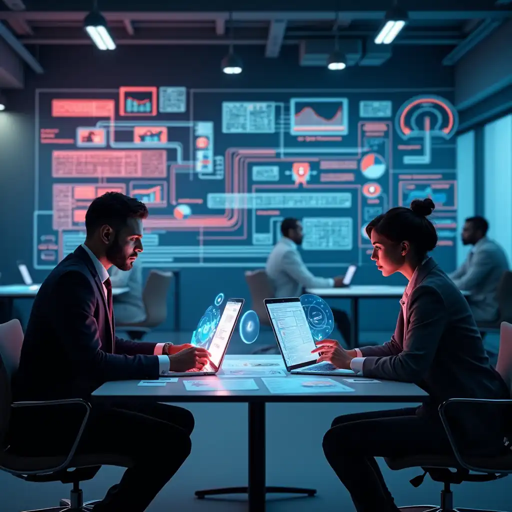 Software development and AI coding on computer monitor